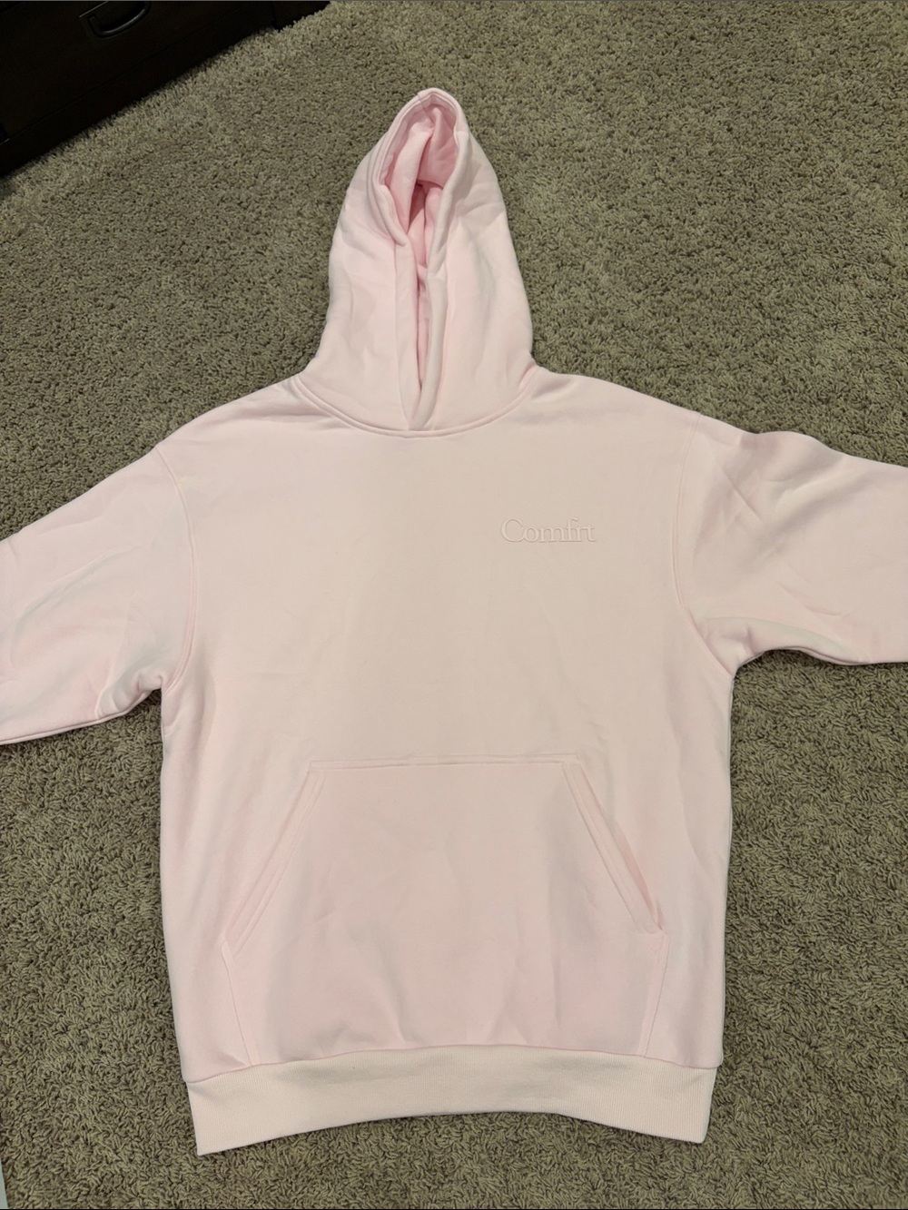 Comfrt Light Pink Embroidered Hoodie — Unisex Casual Pullover